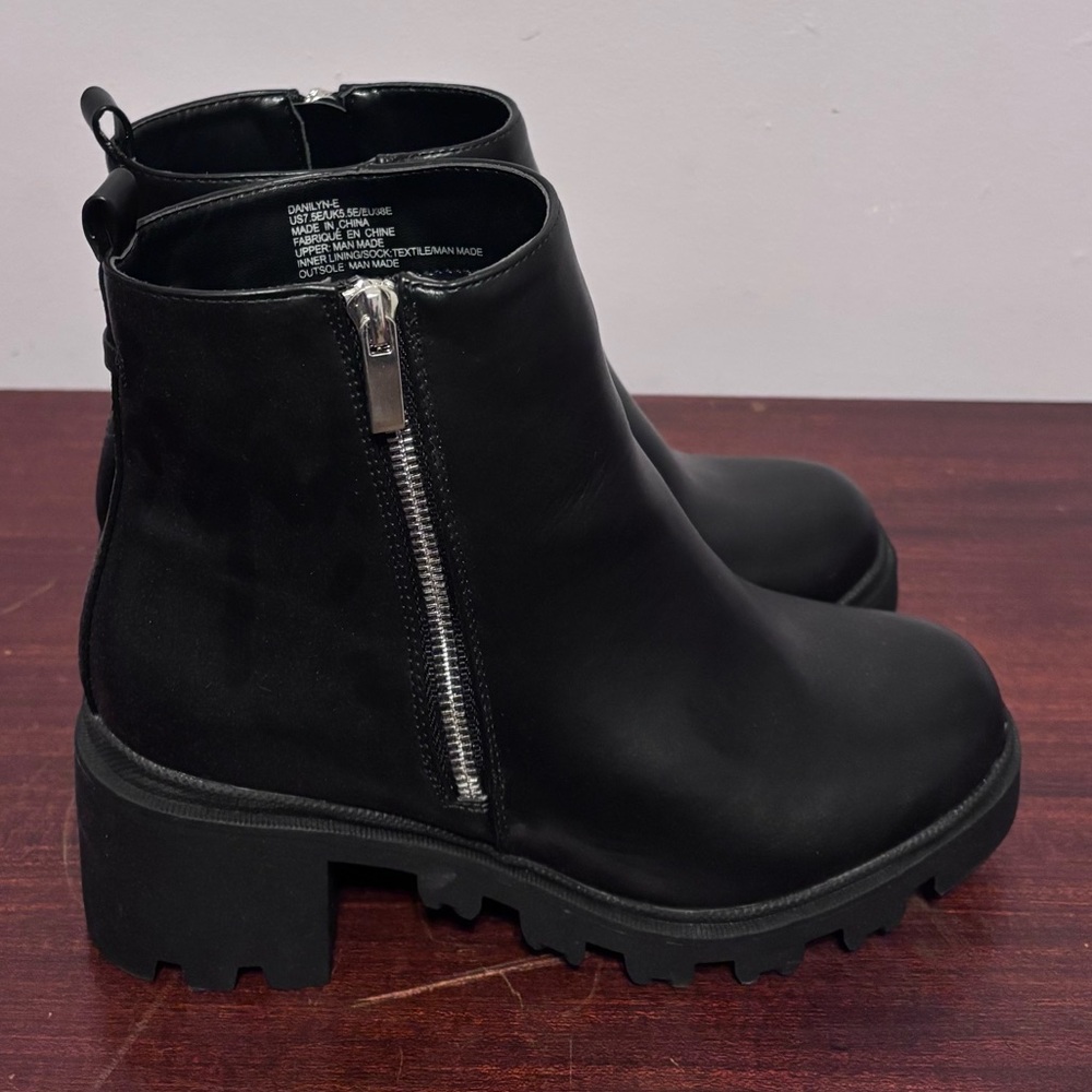 ShoeDazzle | Black Danilyn-E Zippered Ankle Boots